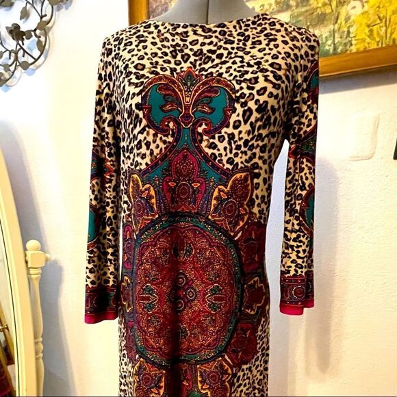 London Times leopard mandala dress. Size 8 - Picture 1 of 10